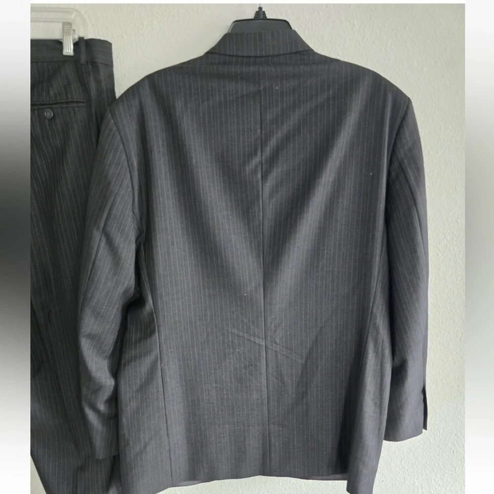 Linea Uomo Suit Sports Coat Pants Men 43 Gray Pinstripe Wool 4button 43x36 Flaw